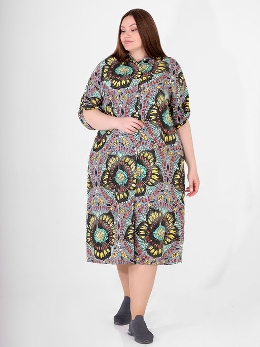 Платье-рубашка серого цвета с цветочным принтом - Almond фото 3