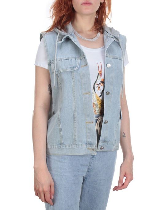 803 BLUE/BLACK Джинсовый жилет женский (100% хлопок) - Фабричный китай фото 17