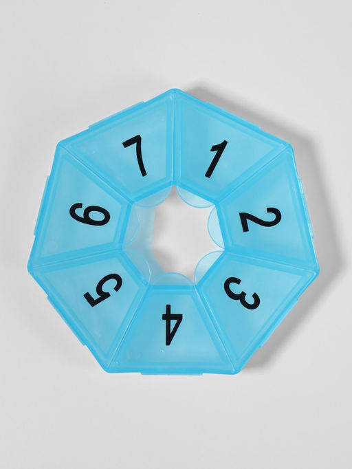 Цена за 4 шт. Таблетница «Цифры», 7.5×7.5×1.7 см, 7 секций, МИКС