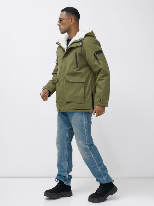 Парка мужская зимняя удлиненная с мехом цвета хаки 8761Kh - Mtforce фото 3