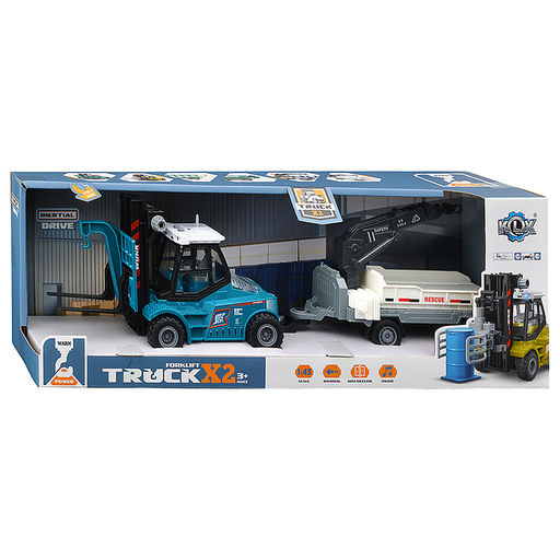 Машина "Вилочный погрузчик" с прицепом (свет, звук) в коробке