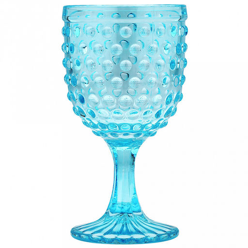 Сидней Бокал стеклянный 350мл, д8,5см, h16,3см, рельефное, цветное стекло, цвет - лазурный (Китай) Цена указана за штуку. В коробке 6 штук. - Домашняя мода фото 2