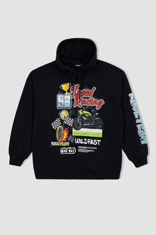 Толстовка с капюшоном и принтом Cool Oversize - Defacto фото 10