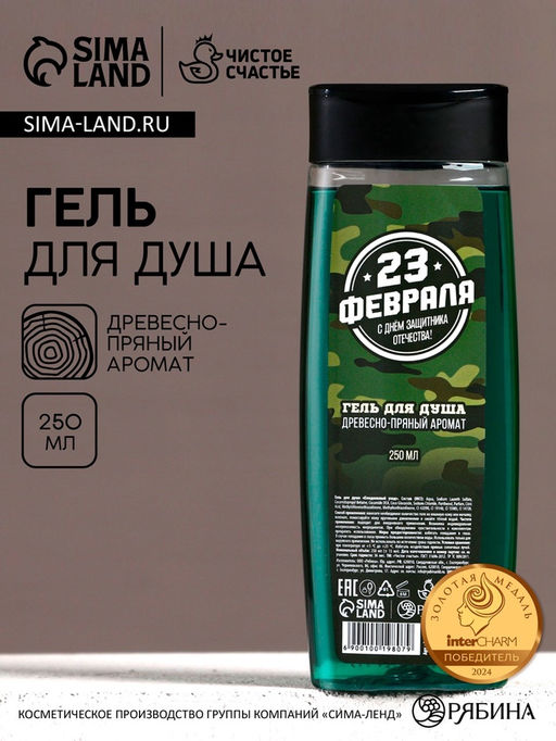 Гель для душа С 23 Февраля!, 250 мл, аромат древесно-пряный, Чистое счастье
