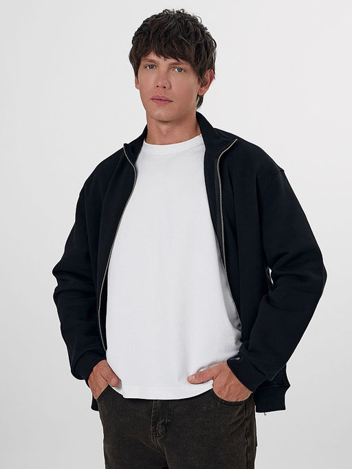 Теплая толстовка мужская черная с начесом