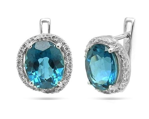 Серьги из серебра лондон топаз кварц, Оазис