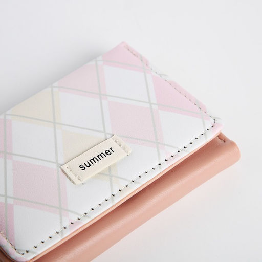 Кошелёк «Ромбы» маленький, на кнопке, розовый