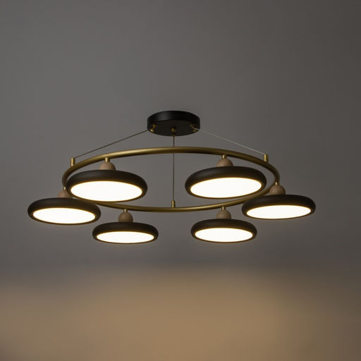 Люстра «Моника» 6 LED 144 Вт 3000-6000К черно-золотой 78×78×100 см