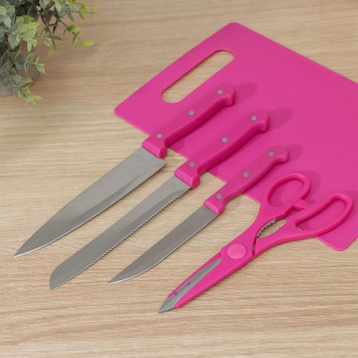 Набор кухонных принадлежностей, 5 предметов: ножи 12 см, 17 см, 17,5 см, доска, цвет МИКС - Simaland фото 2