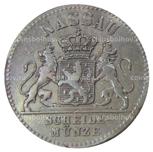 Монета 1 пфенниг 1859 года Германские государства  Нассау