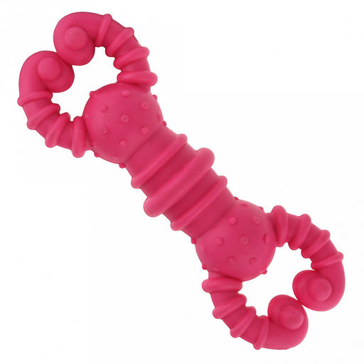 Игрушка для собаки "Рак" 12х4,5х2,5см, полипропилен, фактурная, цвета микс (темно-розовый, синий, зеленый, ярко-оранжевый), "Пэт тойс (Pet toys)" (Китай)