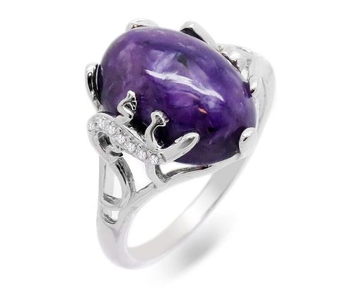 Кольцо из серебра чароит, МЦВА172