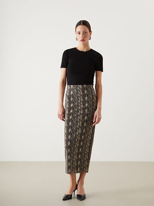 Ekstra Dar Fit Desenli Kad?n Etek
