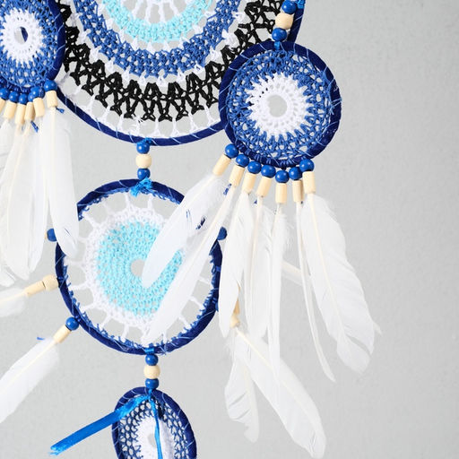 Ловец снов амулет от сглаза 5 колец «Назар», с перьями, 20×55 см