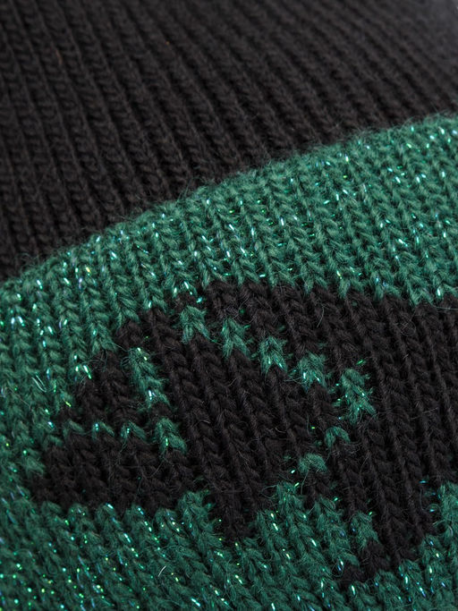 Шапка жен. шерсть+акр LB-BR55035 black/d.green