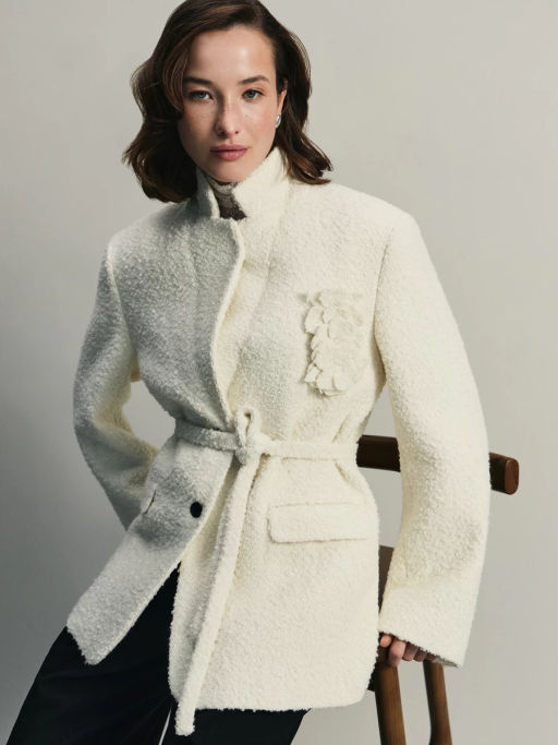 Буклированный шерстяной жакет с брошью / Zarina  фото 2