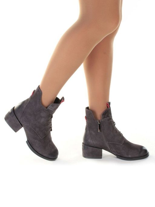 04-R178-2 GREY Ботинки зимние женские (натуральная замша, натуральный мех) - Фабричный китай фото 3