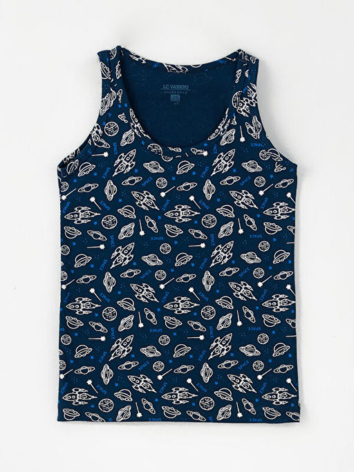 Bisiklet Yaka Bask?l? Pamuklu Erkek ?ocuk Atlet 2li - Waikiki фото 3