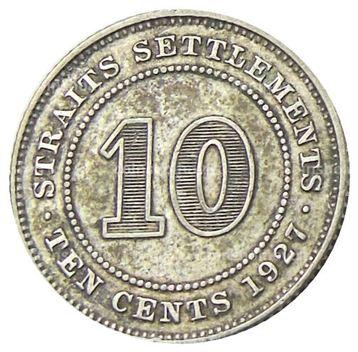 10 центов 1927 года Стрейтс Сетлментс