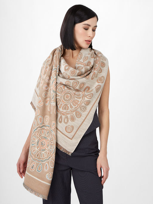 в составе ШЕРСТЬ и КАШЕМИР Большой, мягкий, теплый однотонный двусторонний палантин. - Tantino фото 4