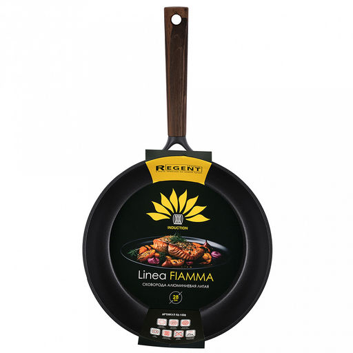 Сковорода с антипригарным покрытием Fiamma д28см, h5,9см, s1,6мм, дно s4,5мм, литой алюминий, бакелитовая ручка с покрытием soft-touch 20,5см, капсульное дно, Regent (Китай) Подходит для всех видов плит, включая индукционную. - Домашняя мода фото 3