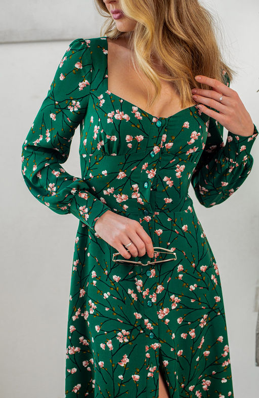 Эффектное платье изумрудный/цветы - Donna saggia фото 5