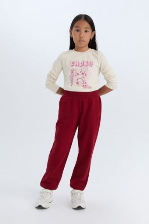 K?z Cocuk Beli Pacas? Lastikli Cepli Basic Duz Jogger Esofman Alt?