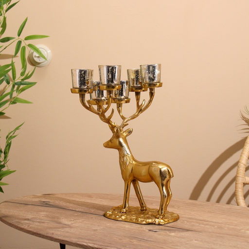 Подсвечник на 6 свечей «Олень», 23×28×41 см, алюминий