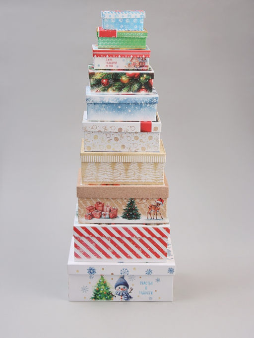 Коробки подарочные новогодние 10 в 1 «С Новым Годом», 30×19×11.5 - 12×6.5×4 см