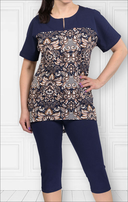 Костюм домашний с бриджами, синий (459-3) - Плиона фото 2