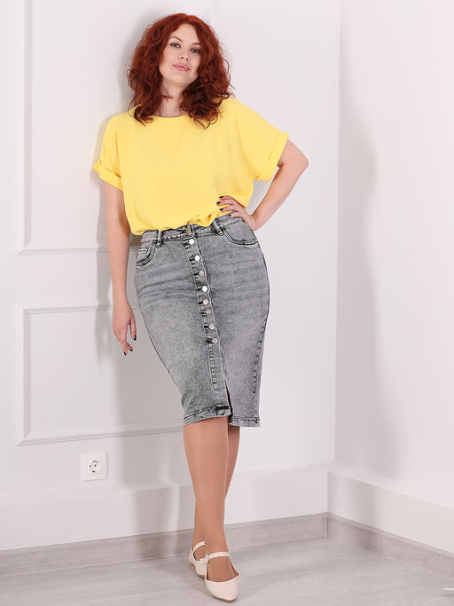 Юбка джинсовая серая на пуговицах спереди