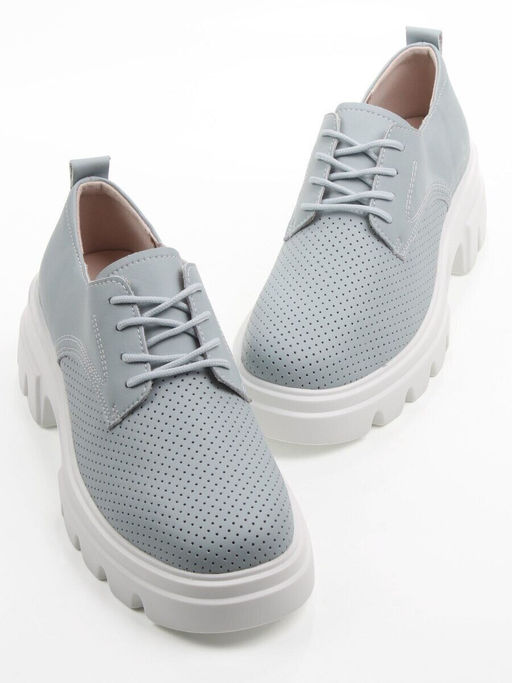03-HY11-3D GRAY/LT. BLUE Полуботинки летние женские (натуральная кожа)
