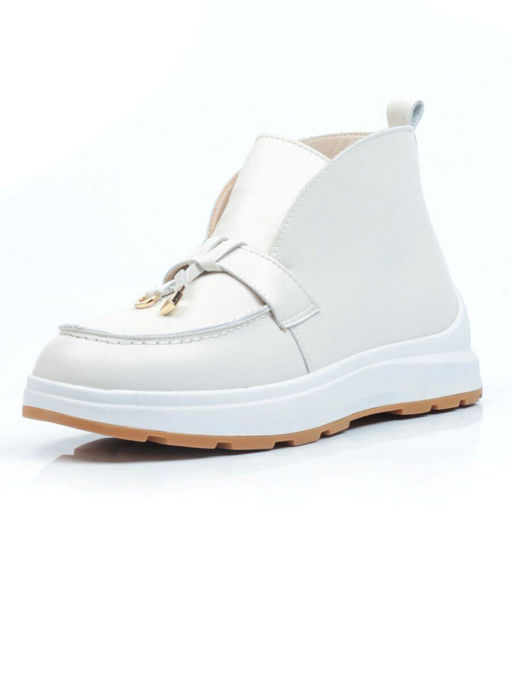 01-5281-2 WHITE Ботинки демисезонные женские (натуральная кожа, байка)