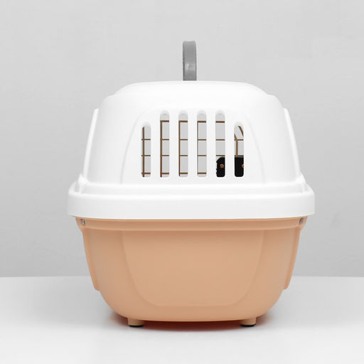 Переноска для животныхпластиковая с металлической дверью 47х32,5х30 см, вес до 9 кг, персиковая 93 - Пижон фото 4