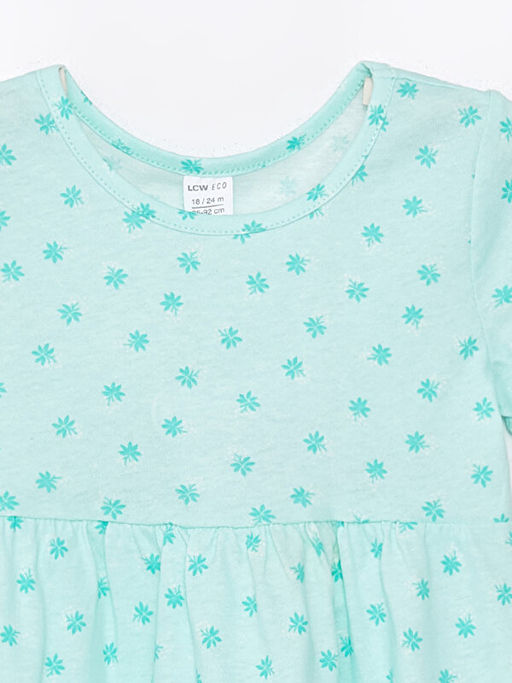 Bisiklet Yaka K?sa Kollu Bask?l? K?z ?ocuk Elbise