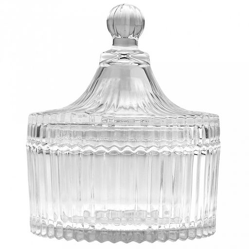 Конфетница стеклянная Плиссе 250мл, д10см, h12,8см, с крышкой, цветная коробка (Китай) - Домашняя мода фото 2