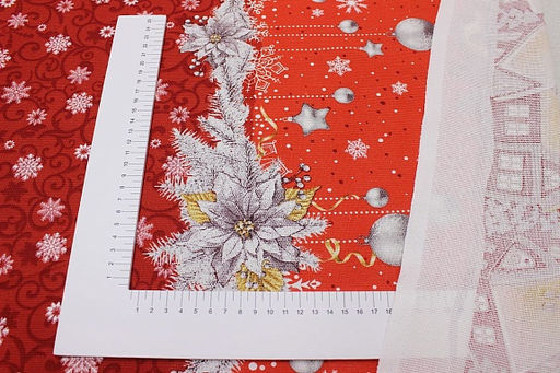 Рогожка Рождественский вечер цв.красный, ш.1.55м, хлопок-100%, 165гр/м.кв - Купава фото 5