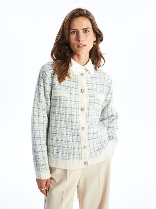 Bisiklet Yaka Desenli Kad?n Triko H?rka