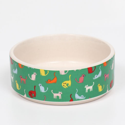 Миска керамическая Котэ 200 мл - 10.510.54 см, зелёная/белая - Пижон фото 2