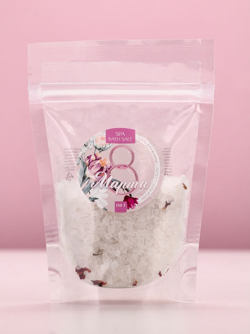 Цена за 2 шт. Соль для ванны «С праздником 8 марта», с лепестками розы, 150 г, Чистое счастье