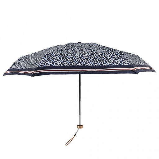 Зонт-мини механический Орнамент ткань эпонж (полиэстер) + черное УФ-покрытие, 6 лучей, д/купола 90см, 5 сложений, 17см в сложенном виде, механизм против ветра, пластмассовая ручка, цвет синий, 225гр (Китай) - Домашняя Мода фото 2