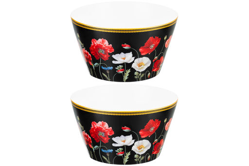 Набор 2 салатников 600 мл 13*13*7,5 см Маки на черном NEW BONE CHINA - Elan gallery фото 6