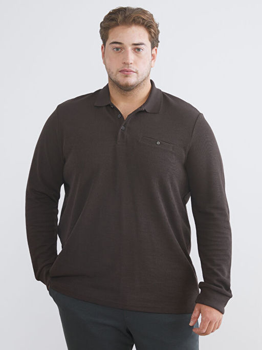 B?y?k Beden Polo Yaka Erkek Sweatshirt