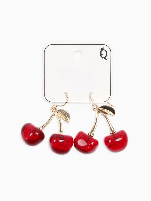 Серьги "Вишенка" блёстка, цвет бордовый в золоте