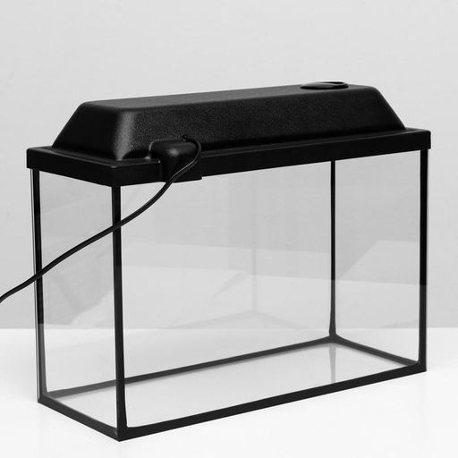 Аквариум Прямоугольный «Атолл» с крышкой, 20 литров, 38×19×28/33 см, чёрный