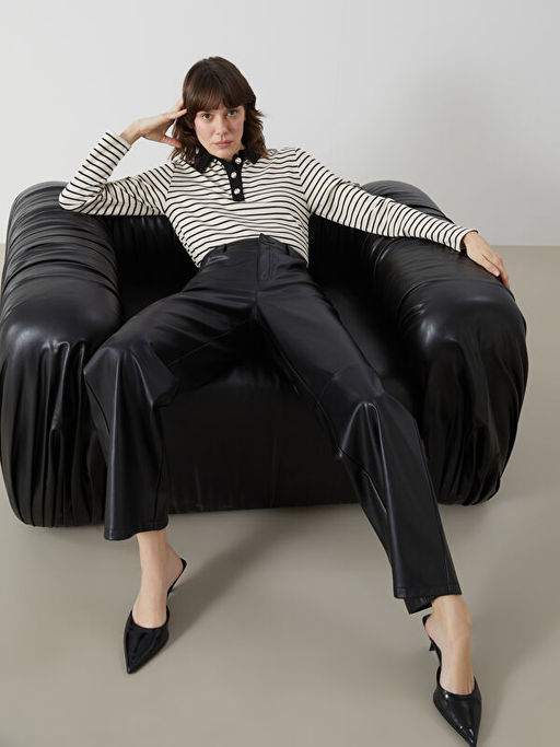 Polo Yaka ?izgili Kad?n Ti??rt