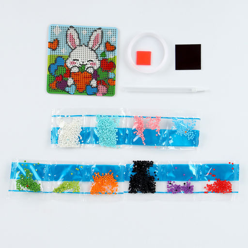 Алмазная мозаика-магнит для детей «Зайка»