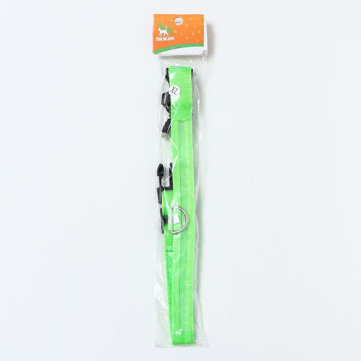 Ошейник с подсветкой, зарядка от USB, размер XL, ОШ 42-56 см, 3 режима, зелёный - Пижон фото 11