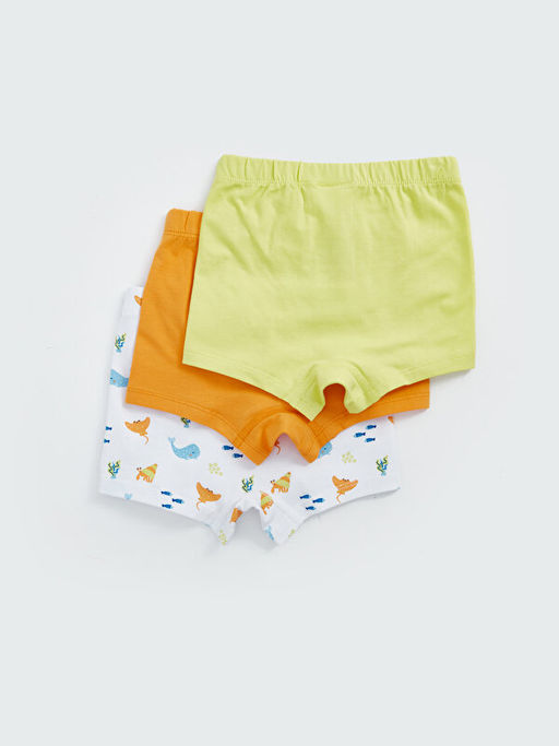 Beli Lastikli Bask?l? Erkek Bebek Boxer 3l? - Waikiki фото 2