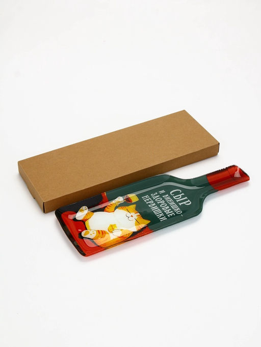 Тарелка в форме бутылки «Котик», 11.3×34.5 см